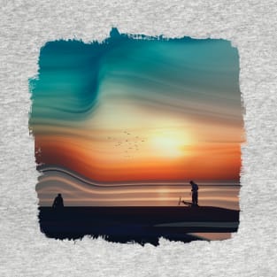 Ocean Dawn - Abstract Beach Scene T-Shirt